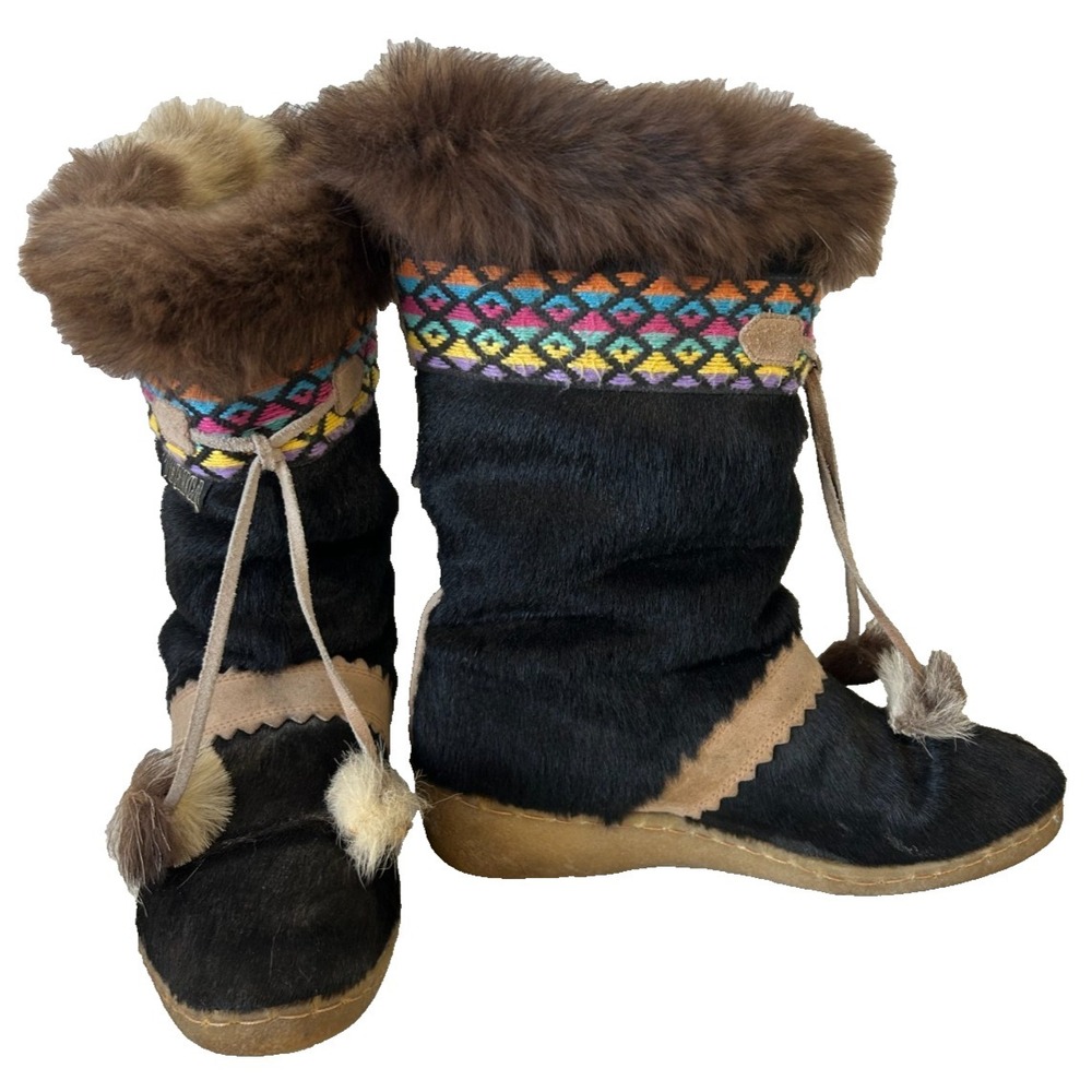 Vintage 70s Tecnica Skandia Boot Après Ski Italy Black EU 42 Women's US 11